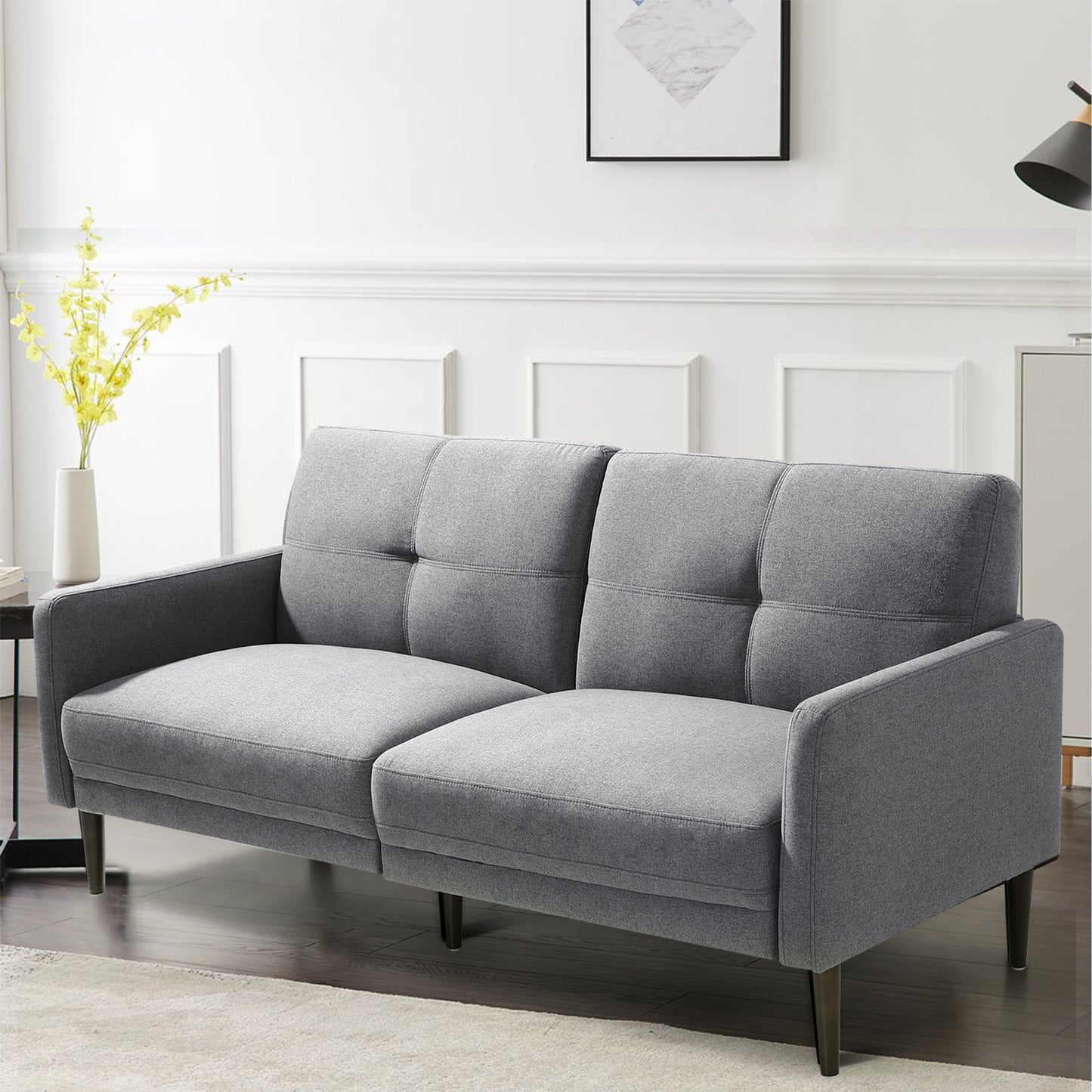 Grey Sofa Loveseat/Modern Couch with Solid Wood Frame/Easy,Soft and Comfortable,Tool-Free Assembly