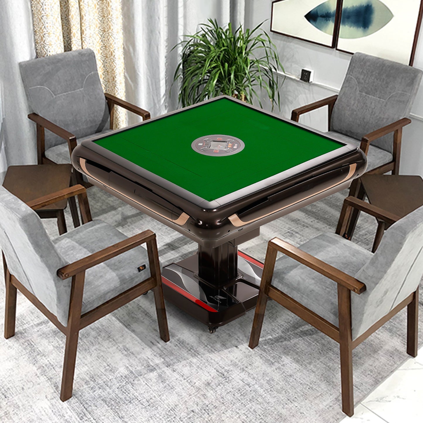 ASMILITY 44 mm X-Large Tiles Automatic Mahjong Dining / Game Table with 4 Drawers and Cup Holder