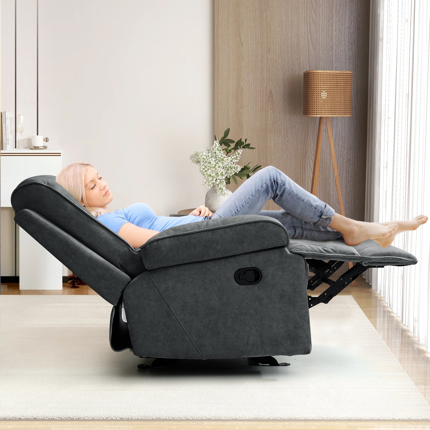 Recliner Rocking Chair Modern Ergonomic Lounge Single Sofa Seat Living Room Lounge Recliners Memory Sponge Filling