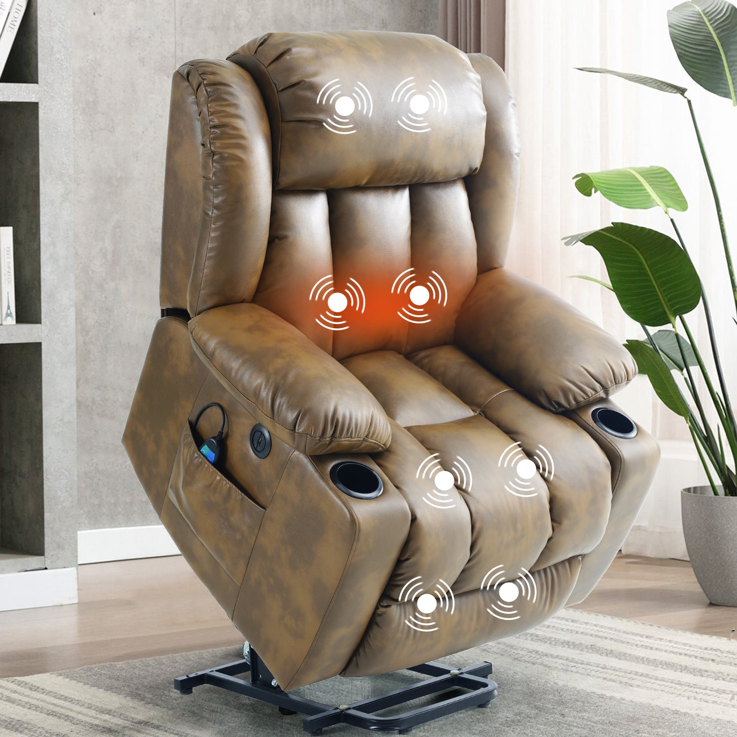 Large Power Lift Recliner Chair for Elderly with Massage and Heating Function