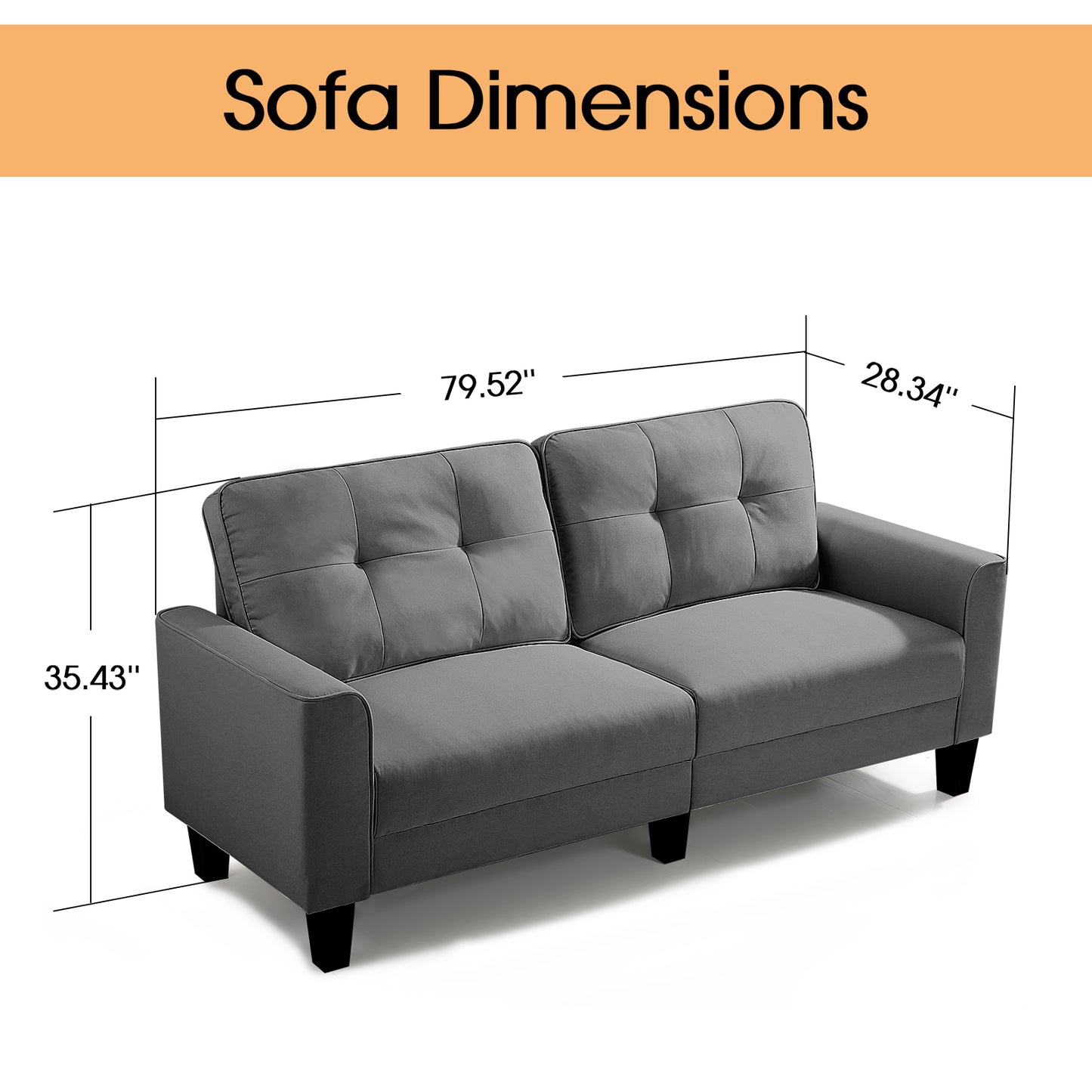 3-Seat Sofa,Soft and Comfortable,Suitable for Living Room, Bedroom, Apartments Small Sofa